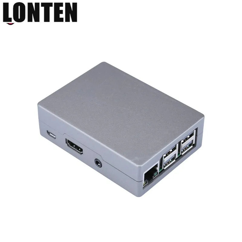 Custom Lonten Raspberry Pi 3 Model B+ Aluminum Black Silver Case RPI 3B Plus Metal Enclosure Silver Box Compatible with RPi 3 Model B Manufacturer