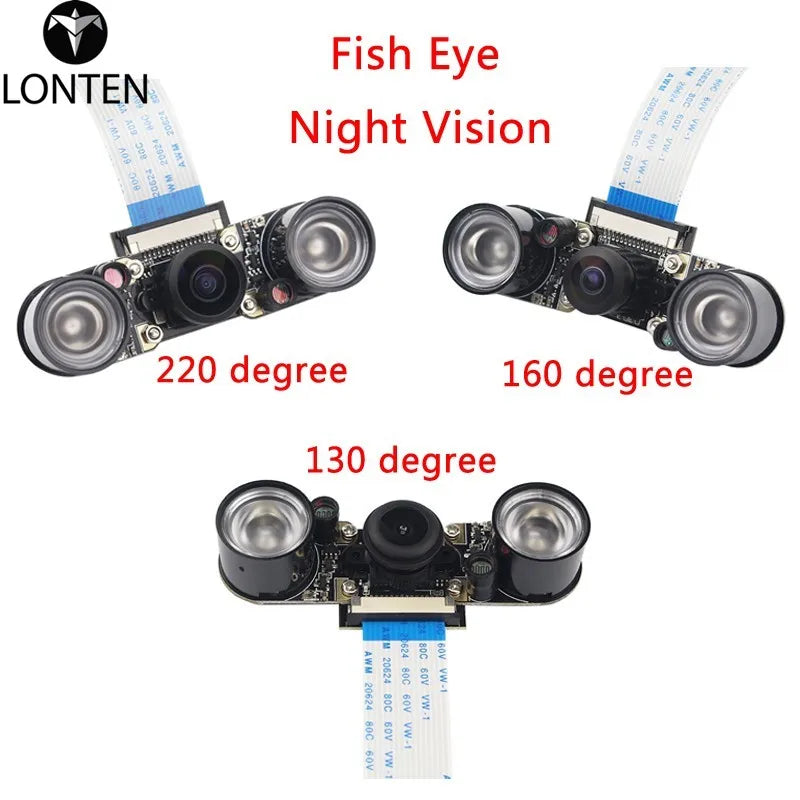 Custom Lonten Raspberry Pi 3B+ Night Vision Camera+2pcs IR LED+15cm FPC Camera Module for 5MP OV5647 Raspberry Pi 3 Wide Angle Fish Eye Manufacturer