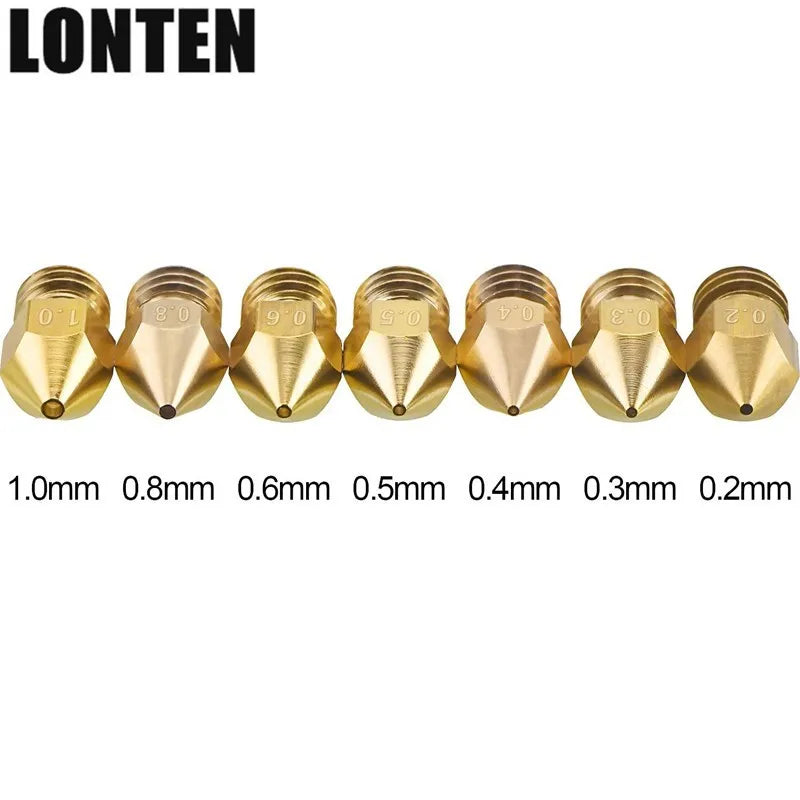 Custom Lonten 3D Printers Parts MK7 MK8 Nozzle 0.4mm 0.3mm 0.2mm 0.5mm Copper Extruder Threaded 1.75mm 3.0mm Filament Head Brass Nozzle Manufacturer