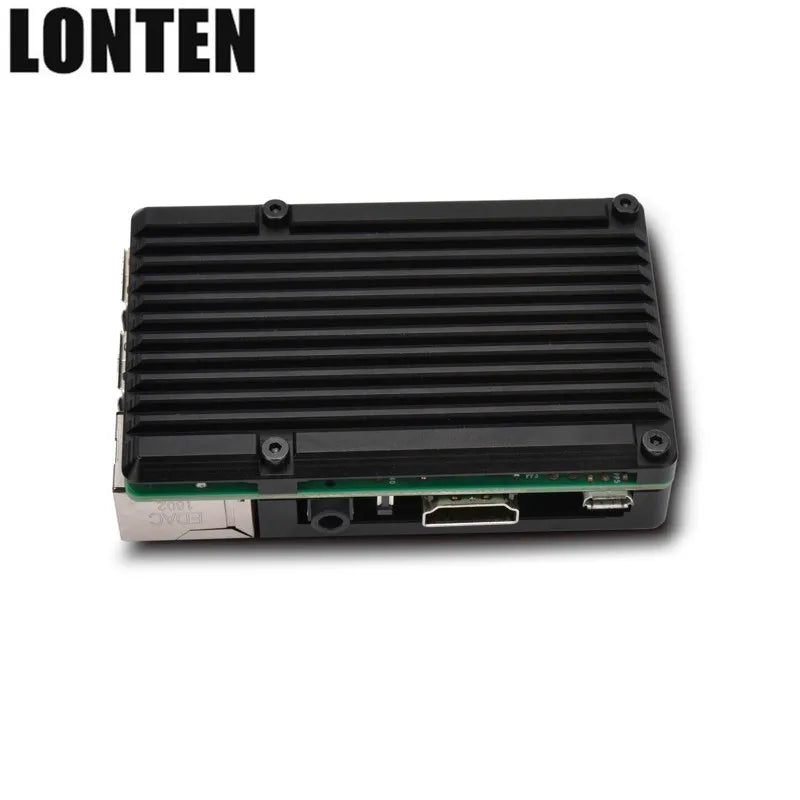 Custom Lonten Latest Raspberry Pi 3 Model B+ Aluminum Case with Dual Cooling Fan Metal Shell Black Enclosure for Raspberry Pi 3 Model B Manufacturer