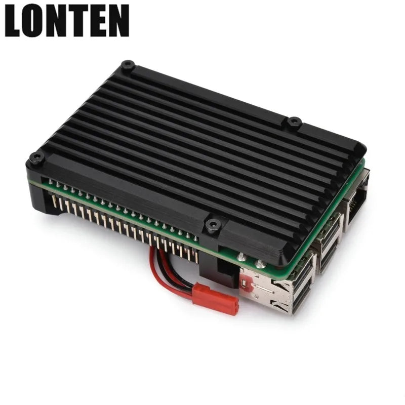 Custom Lonten Latest Raspberry Pi 3 Model B+ Aluminum Case with Dual Cooling Fan Metal Shell Black Enclosure for Raspberry Pi 3 Model B Manufacturer