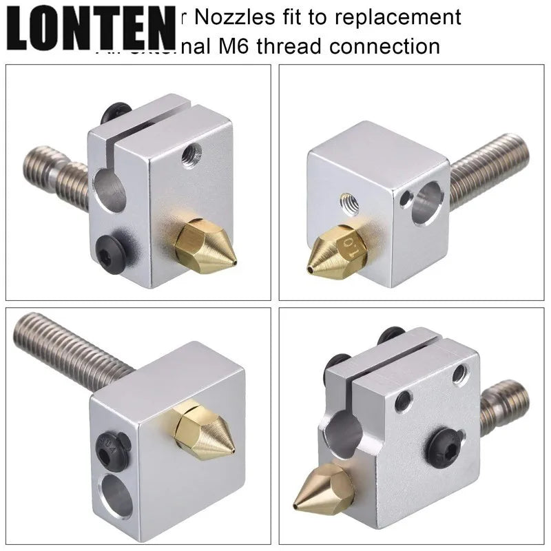 Custom Lonten 3D Printers Parts MK7 MK8 Nozzle 0.4mm 0.3mm 0.2mm 0.5mm Copper Extruder Threaded 1.75mm 3.0mm Filament Head Brass Nozzle Manufacturer