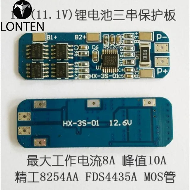 Custom Lonten  5PCS/LOT 3S 12V 18650 10A BMS Charger Li-ion Lithium Battery Protection Board Circuit Board 10.8V 11.1V 12.6V Electric Manufacturer