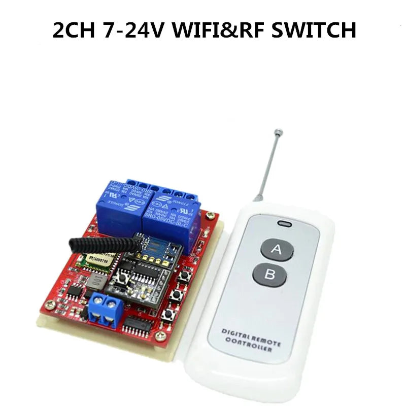 Custom 2 Way 24V RF Smart WiFi Switch Relay Module Control by Phone On Android and IOS 433mhz rf module for Home Manufacturer