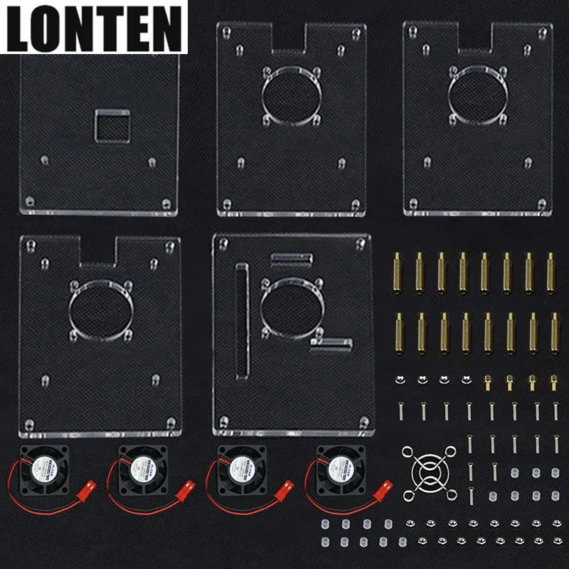 Custom Lonten Newest For Raspberry Pi 4 Acrylic Case 3 to 8 Layers Acrylic Box Shell Enclosure with Cooling Fan for Raspberry Pi 3 Mode Manufacturer