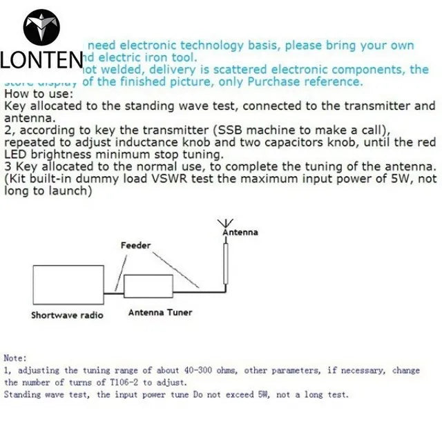 Custom Lonten 1-30Mhz LED VSWR DIY Manual Antenna Tuner Kit Module For HAM RADIO For CW QRP Q9 BNC Interface Manufacturer