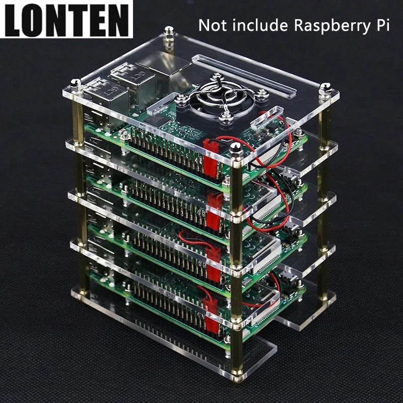 Custom Lonten Newest For Raspberry Pi 4 Acrylic Case 3 to 8 Layers Acrylic Box Shell Enclosure with Cooling Fan for Raspberry Pi 3 Mode Manufacturer