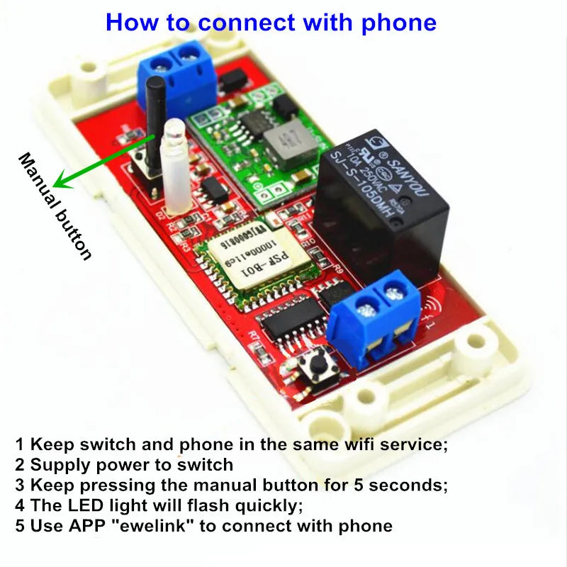 Custom 1CH 7V 9V 12V 24V DC WiFi Switch Relay Domotica Module Control by Phone On Android and IOS for Light Garage Door smart home Manufacturer