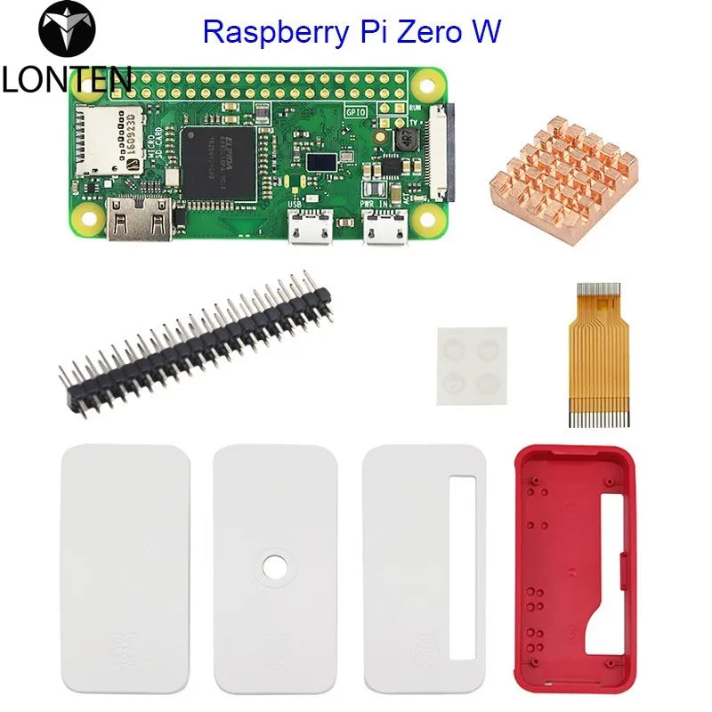 Custom Lonten Raspberry Pi Zero W Starter Kit + Official Case + 5V 2A Power Supply Adapter + Heat Sink +  Header for Raspberry Pi Zero Manufacturer