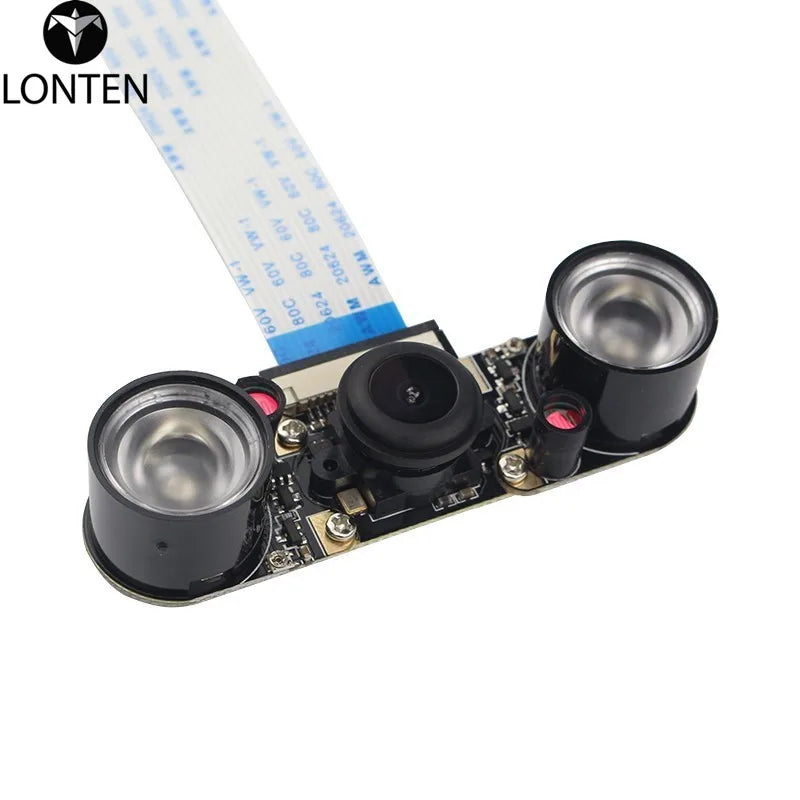 Custom Lonten Raspberry Pi 3 1080P Wide Angle Night Version Camera+IR Lights+Transparent Acrylic Holder+FFC Cable for Raspberry Pi 3B+/ Manufacturer