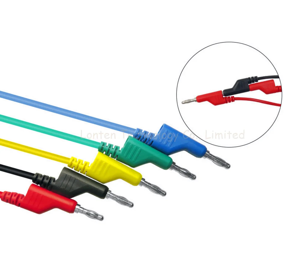 Custom Factory 1M 4mm Banana to Banana Plug Test Cable Lead Red Black Blue Green Yellow For Multimeter Tools Manufacturer