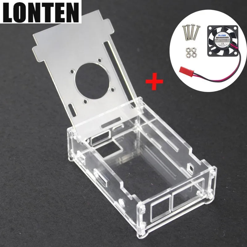 Custom Lonten Transparent Orange Pi PC Acrylic Case Box Clear Orange pi PC Plus Enclosure Cover Shell+CPU Cooling Fan for Orang Pi PC/P Manufacturer