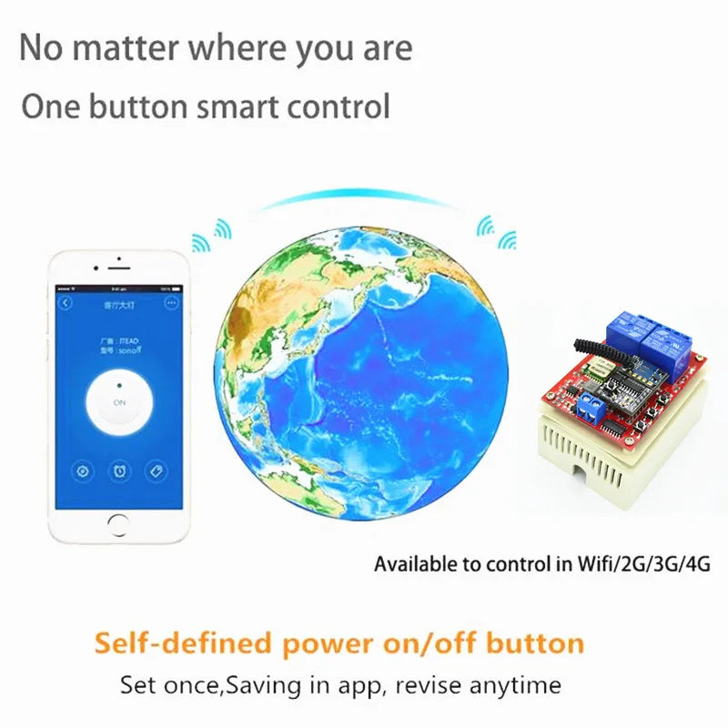 Custom 2 Way 24V RF Smart WiFi Switch Relay Module Control by Phone On Android and IOS 433mhz rf module for Home Manufacturer