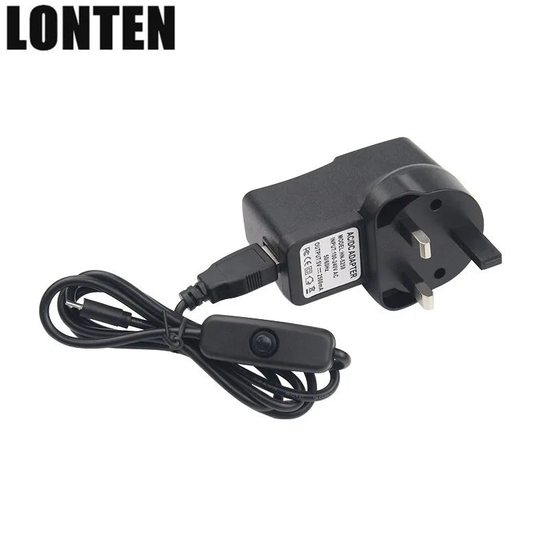 Custom Lonten new Raspberry Pi 3 Power Charger 5V 2.5A Micro USB Power Adapter Switch Button Cable US/EU/UK/AU for Raspberry Pi Manufacturer