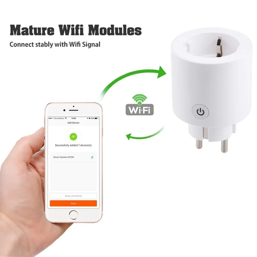 Custom JH-G01E 10A 2.4GHz WiFi Control Smart Home Power Socket Works with Amazon Alexa & Google Home, AC 100-240V, EU Plug Manufacturer