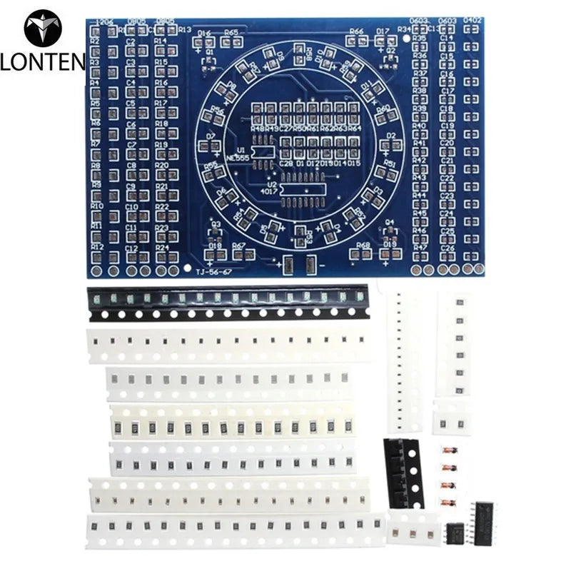 Custom Lonten DIY SMD Rotating LED Components Soldering Practice Board Skill Training Kit For Improve Soldering Level And Speed 90x60x1 Manufacturer