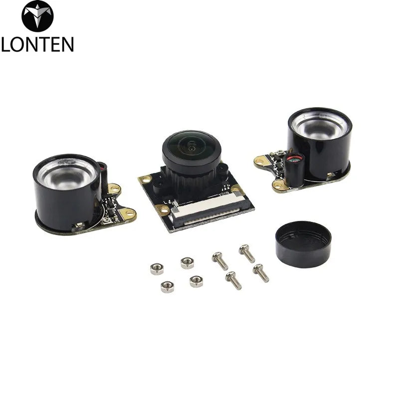 Custom Lonten Raspberry Pi 3B+ Night Vision Camera+2pcs IR LED+15cm FPC Camera Module for 5MP OV5647 Raspberry Pi 3 Wide Angle Fish Eye Manufacturer