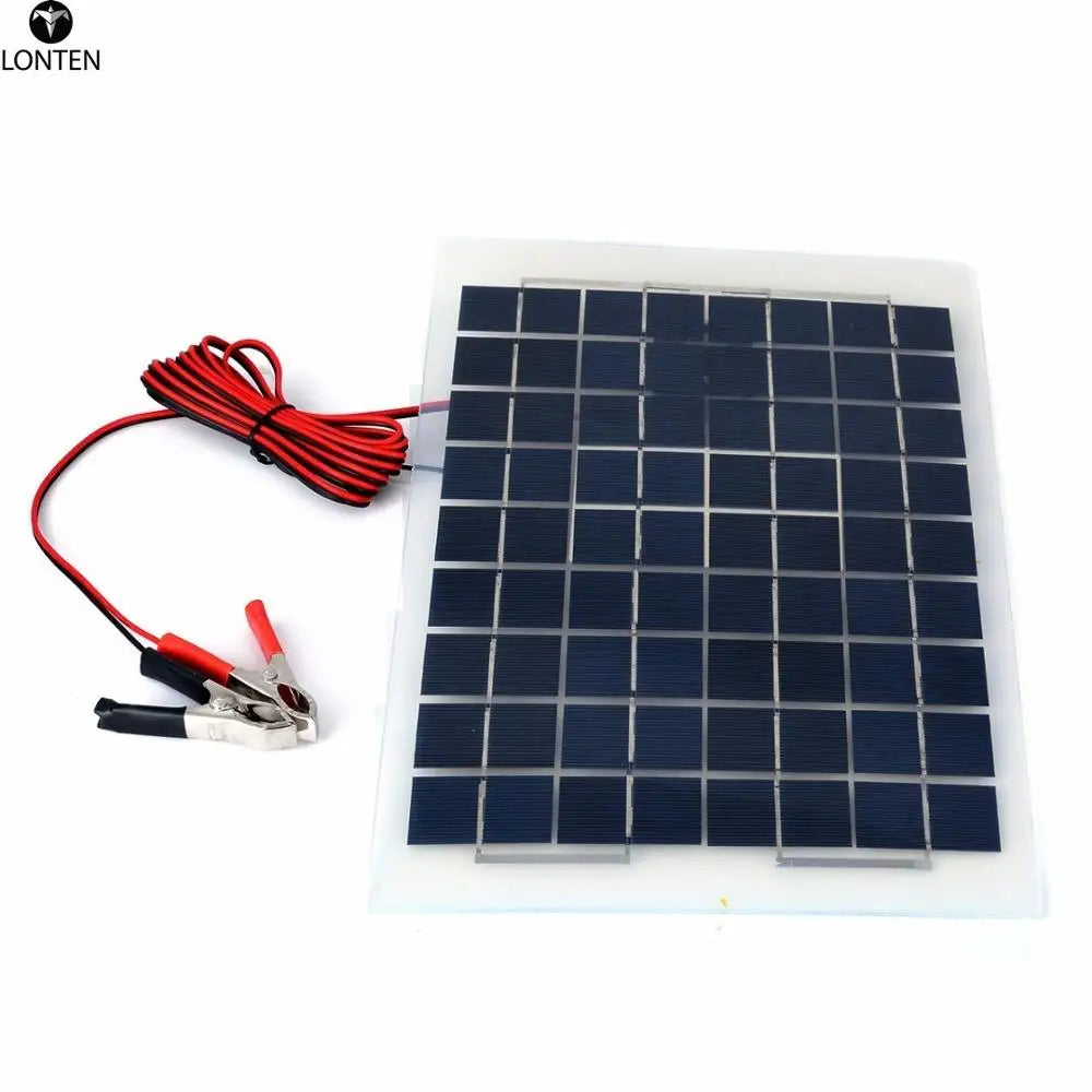 Custom 10W 12v Polycrystalline Solar Panel Battery Module+ Alligator Clips Solar Module for Electric Fans Water Pump CN;GUA Lonten Manufacturer