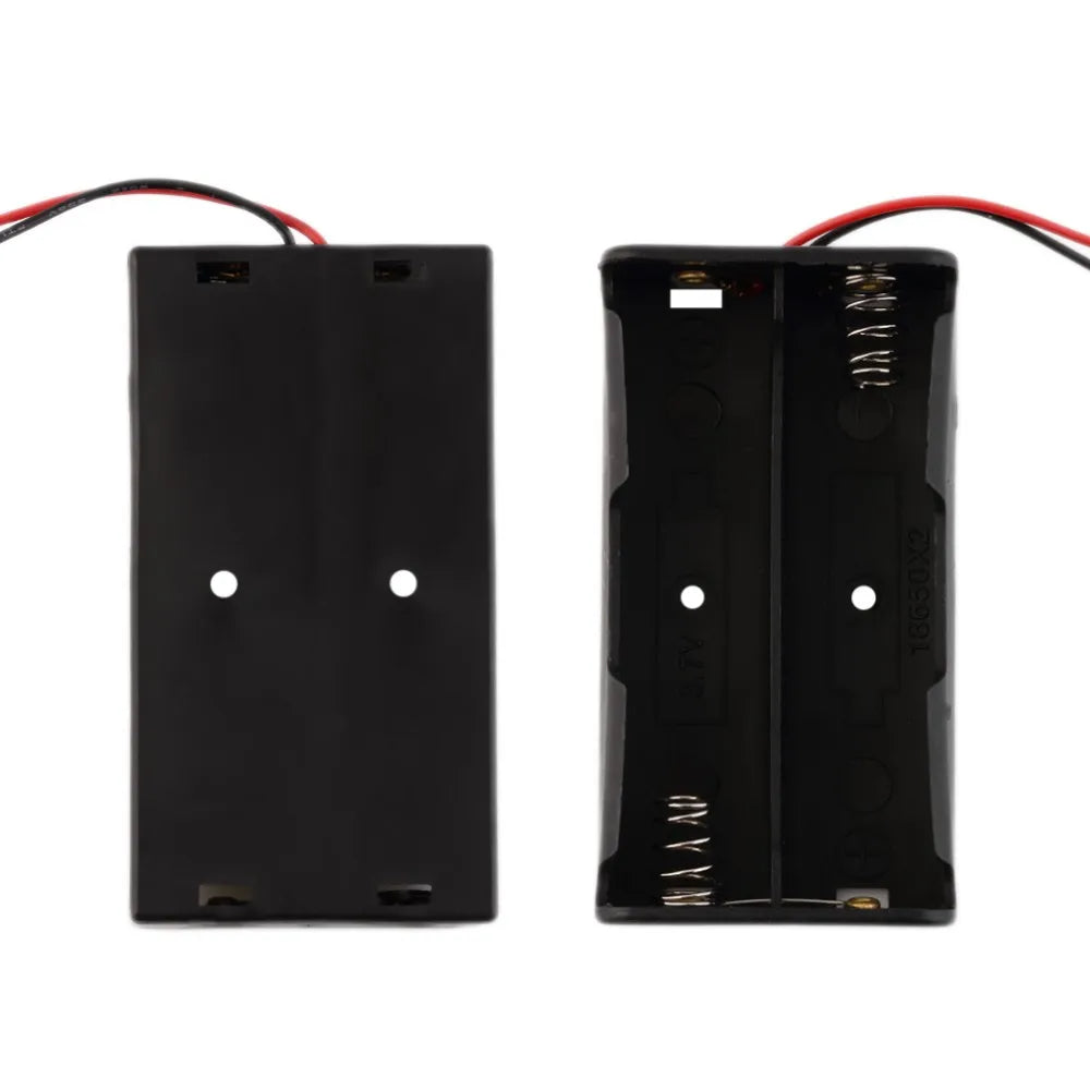 Custom Black Plastic 2x18650 Battery Storage Box Case  2 Slot Way DIY Batteries Clip Holder Container With Wire Lead Pin Manufacturer