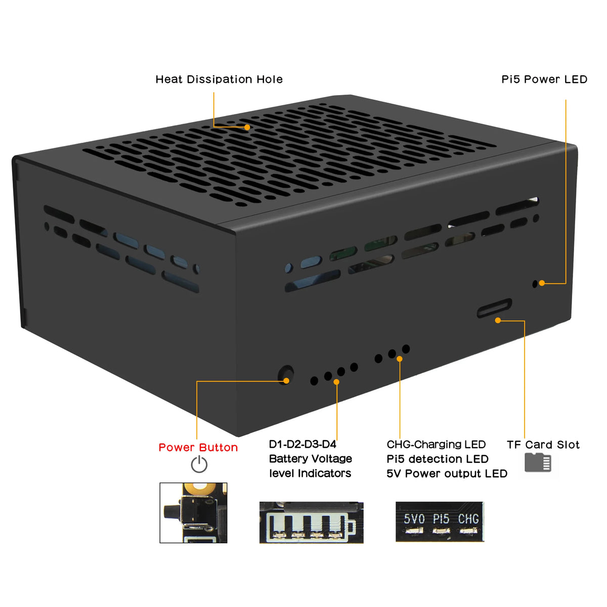 Custom  X1201-C1 Metal Case for Raspberry Pi 5 & X1201 UPS Board