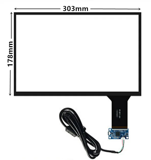 Custom 13.3 Inch 303mm*178mm High Compatibility Universal Industry Capacitive Digitizer Touch Screen Panel Glass Manufacturer