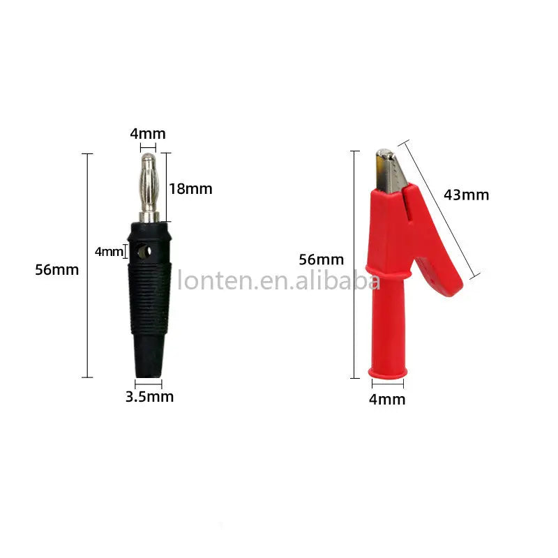 Custom 4mm Banana Plug To Shrouded Alligator 15A Plug To Alligator Clip Cable Leads 1M Soft Silicone Wire for Testing Probe Manufacturer