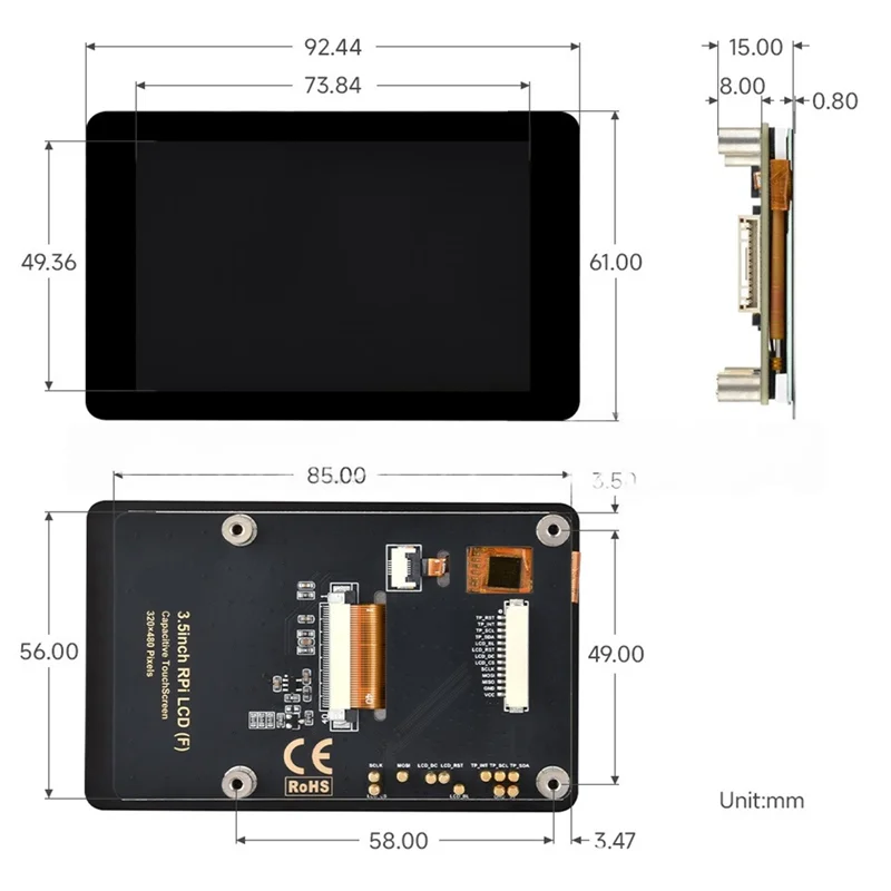 Well Made-For Raspberry Pi 3.5Inch LCD Touchscreen Display 320X480 60Fps IPS Panel For Raspberry Pi 5/Pico/Arduino/ESP32