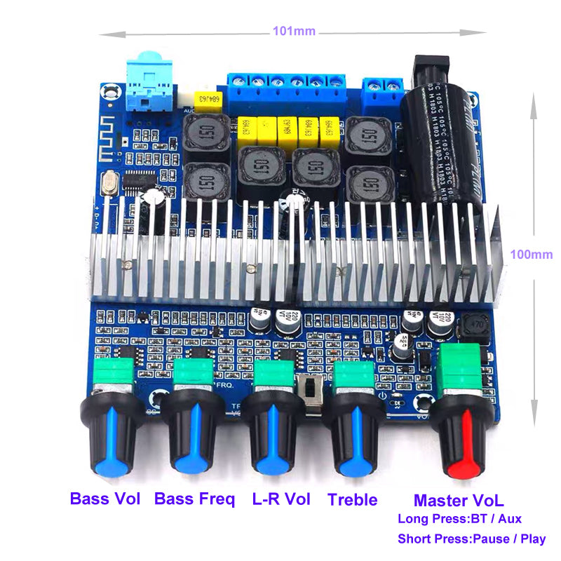 2*50W+100W TPA3116  HIFI Power Subwoofer Amplifier Board 2.1 Channel TPA3116D2  Audio Stereo equalizer Amp pcb assembly Customize