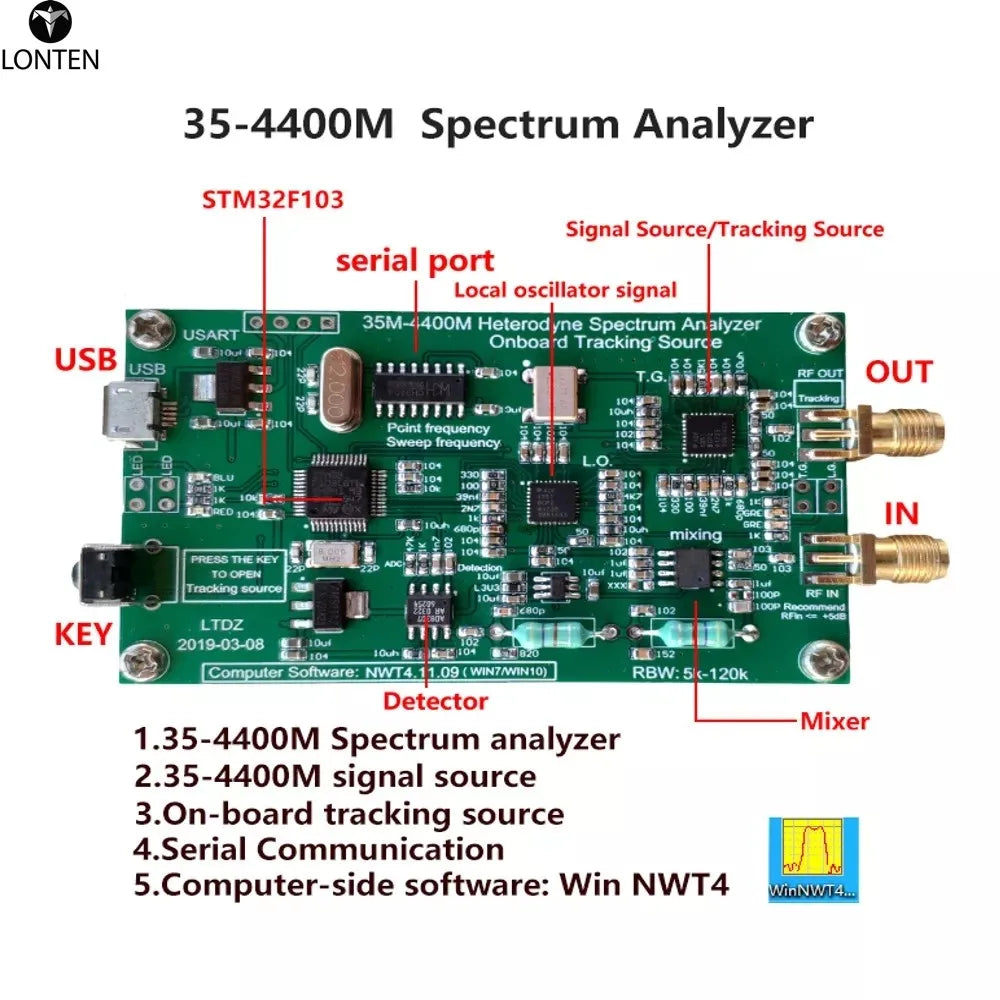 Custom Lonten Spectrum Analyzer USB LTDZ 35-4400M Spectrum Signal Source with Tracking Source Module Board RF Frequency Domain Analysis Manufacturer