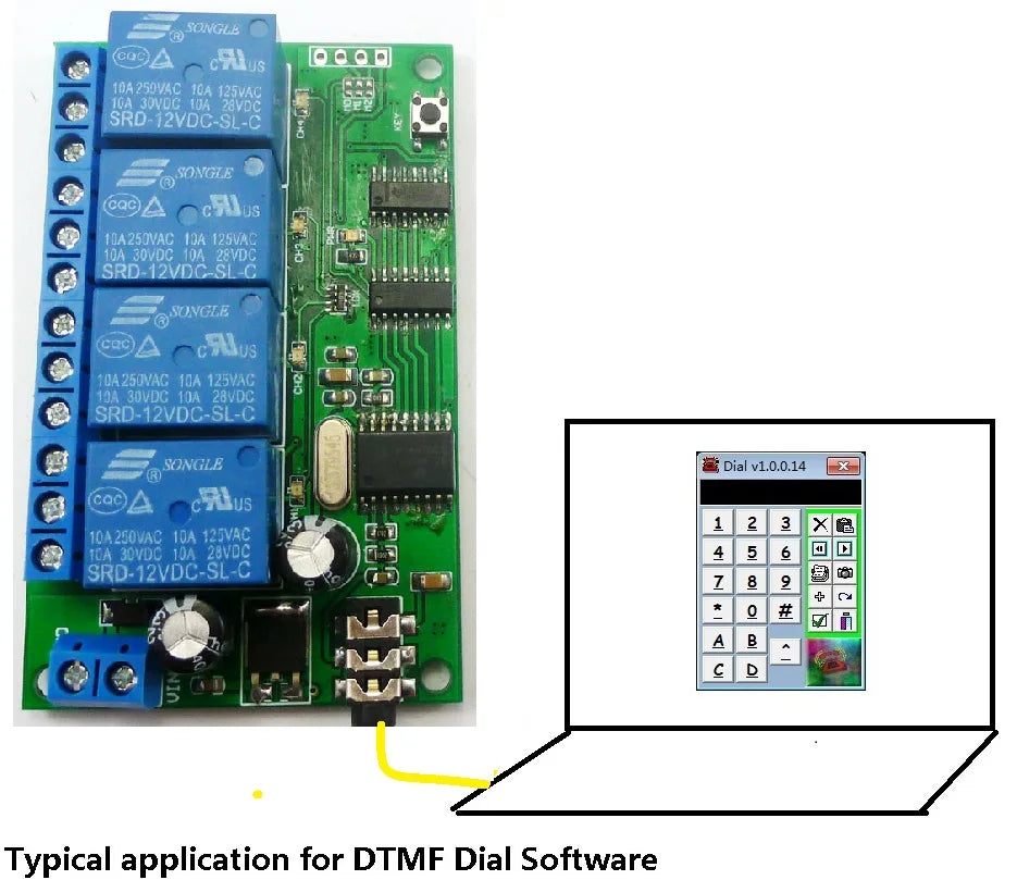 Custom OEM AD22B04 DC 12V 4ch MT8870 DTMF Tone Signal Decoder Phone Voice Remote Control Relay Switch Module Manufacturer