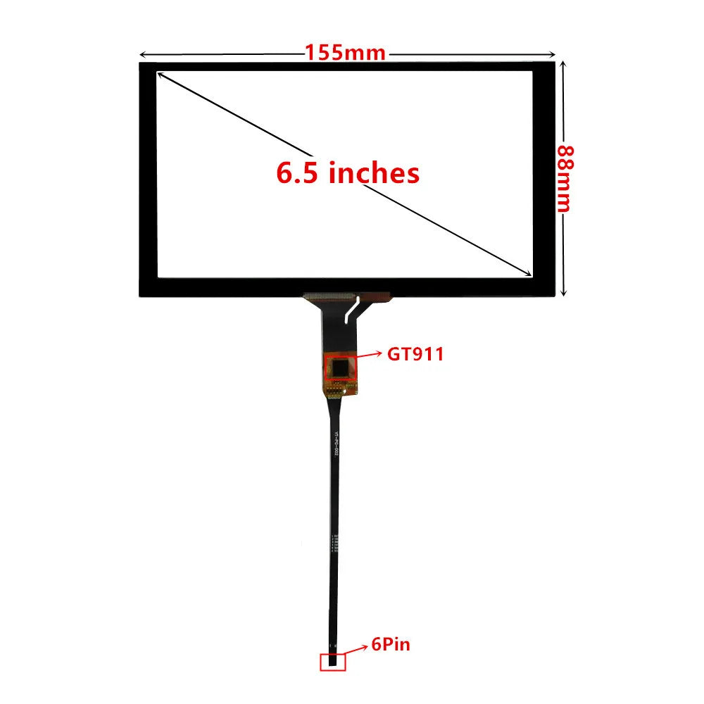 Custom 6.5 Inch 155mm*88mm High Compatibility Universal Digitizer Touch Screen Glass Panel For Car Navigation HSD062IDW1 TM062RDH01 Manufacturer