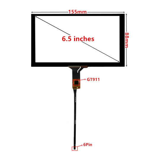 Custom 6.5 Inch 155mm*88mm High Compatibility Universal Digitizer Touch Screen Glass Panel For Car Navigation HSD062IDW1 TM062RDH01 Manufacturer