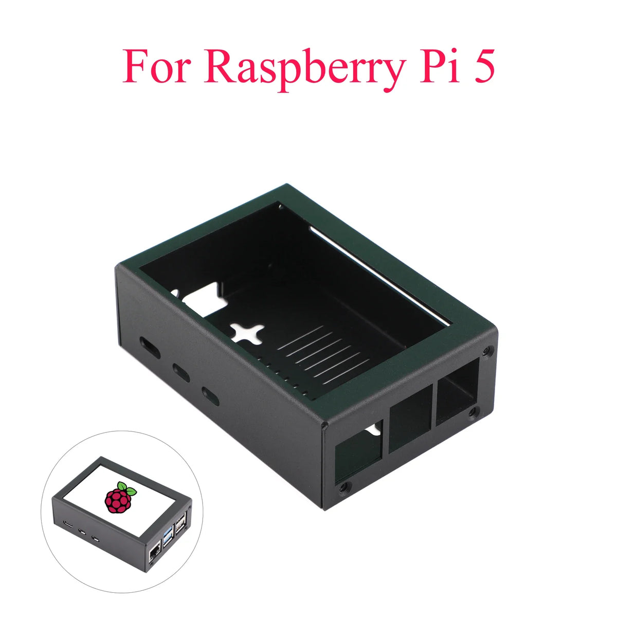 Metal Protective Case Cover Box Shell Enclosure Compatible With 3.5in Screen + Raspberry Pi Active Cooler Fan For Raspberry Pi 5