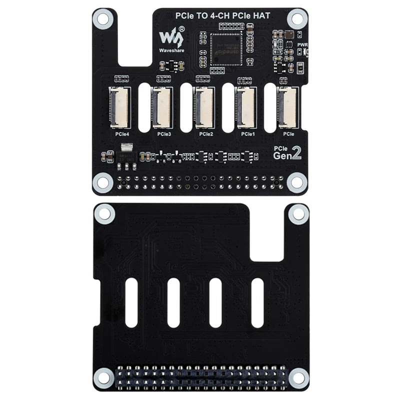 Custom Raspberry Pi 5 PCIe to 4-CH PCIe FFC HAT Board-Educational 4-Channel Extension Board