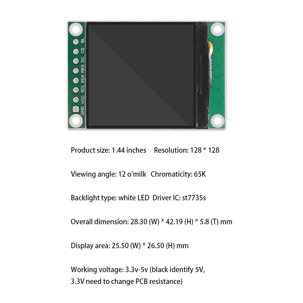 1.44 inch 128*128 HMI Intelligent Smart USART UART Serial TFT LCD Module Display Panel for Arduin0 without Touch Panel Custom