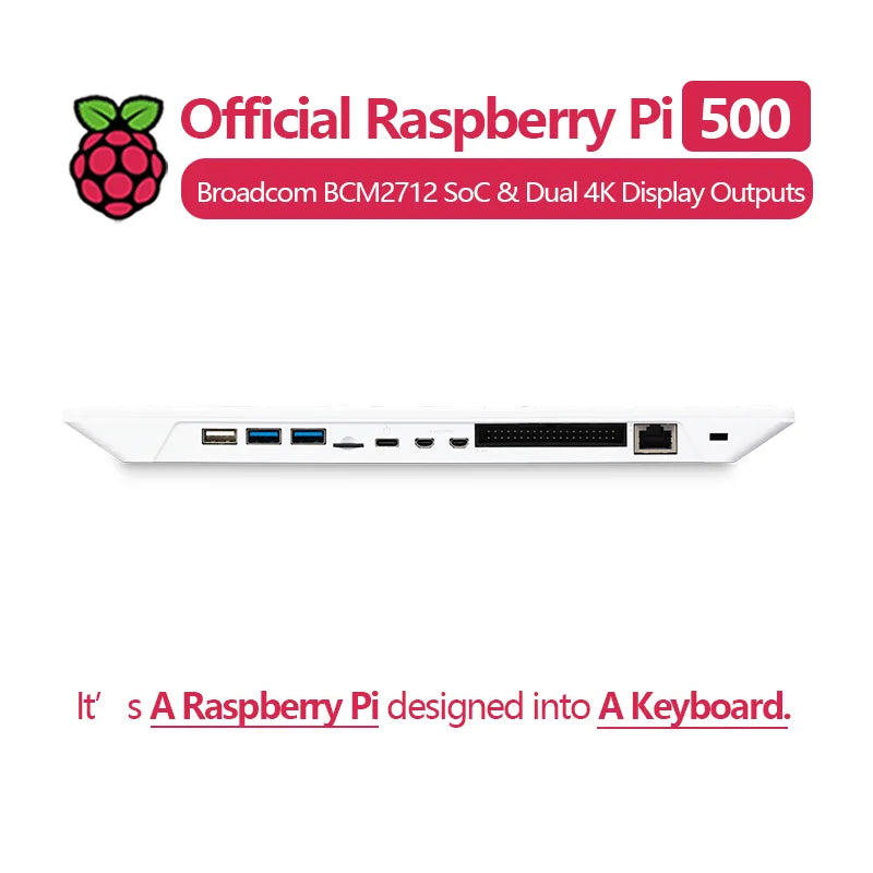 Original Raspberry Pi 500 / 500+ with Dual 4K Outputs Wi-Fi/ Support Programmable RGB Backlight Desktop Use
