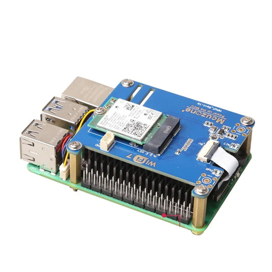 (ModelMPW7) PCIe WiFi7 Expansion Board for Raspberry Pi 5 Supports BE200/WiFi6E AX210/AX200 Compatible Google TPU for Education