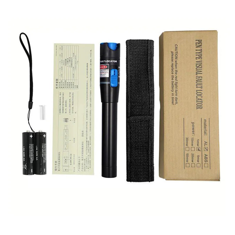 Custom 10PCS 5mW VFL Optical Fiber Cable Tester, 5MW metal Black Fiber Optic Visual Fault Finder 1-5Km Range 650+10nm Red pen Manufacturer