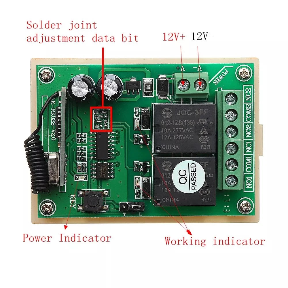 Custom 315MHz 12V Motor Forward Reverse Controller Wireless Remote Control Switch With 3 Button Transmitter Manufacturer