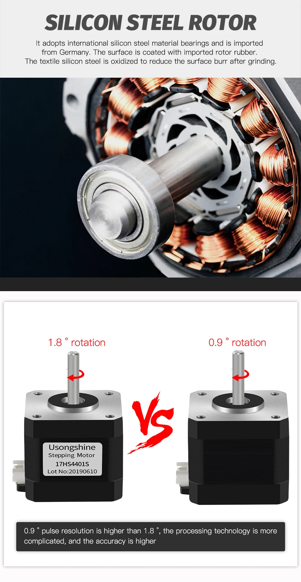 Custom 1pcs Nema17 Stepper Motor 0.9 Degree 280 mN.m/57g.cm 1.3A Nema 17HS4401S 4-lead Nema17 Step Motor DIY CNC For 3D Printer Manufacturer