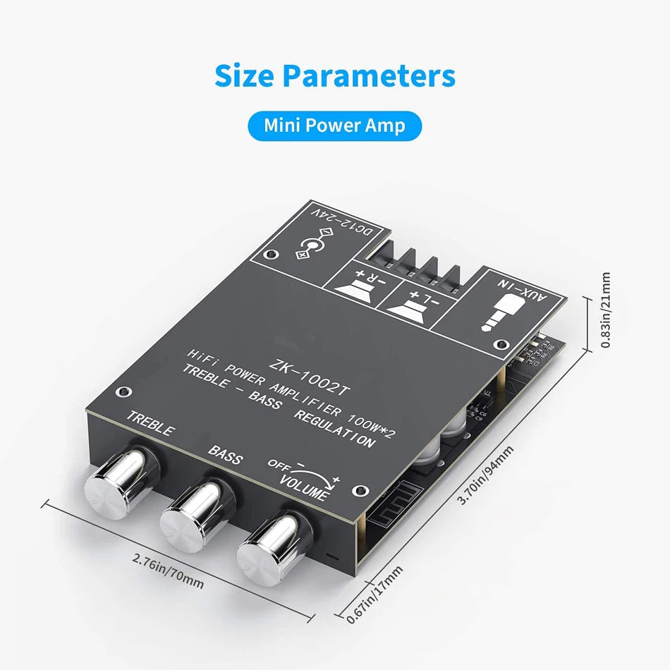 Custom LT-Audio ZK-1002T BT 5.0 Stereo Audio Receiver TPA3116D2 100W x2 Amplifier Board 2 Channel Mini Wireless High Power Manufacturer