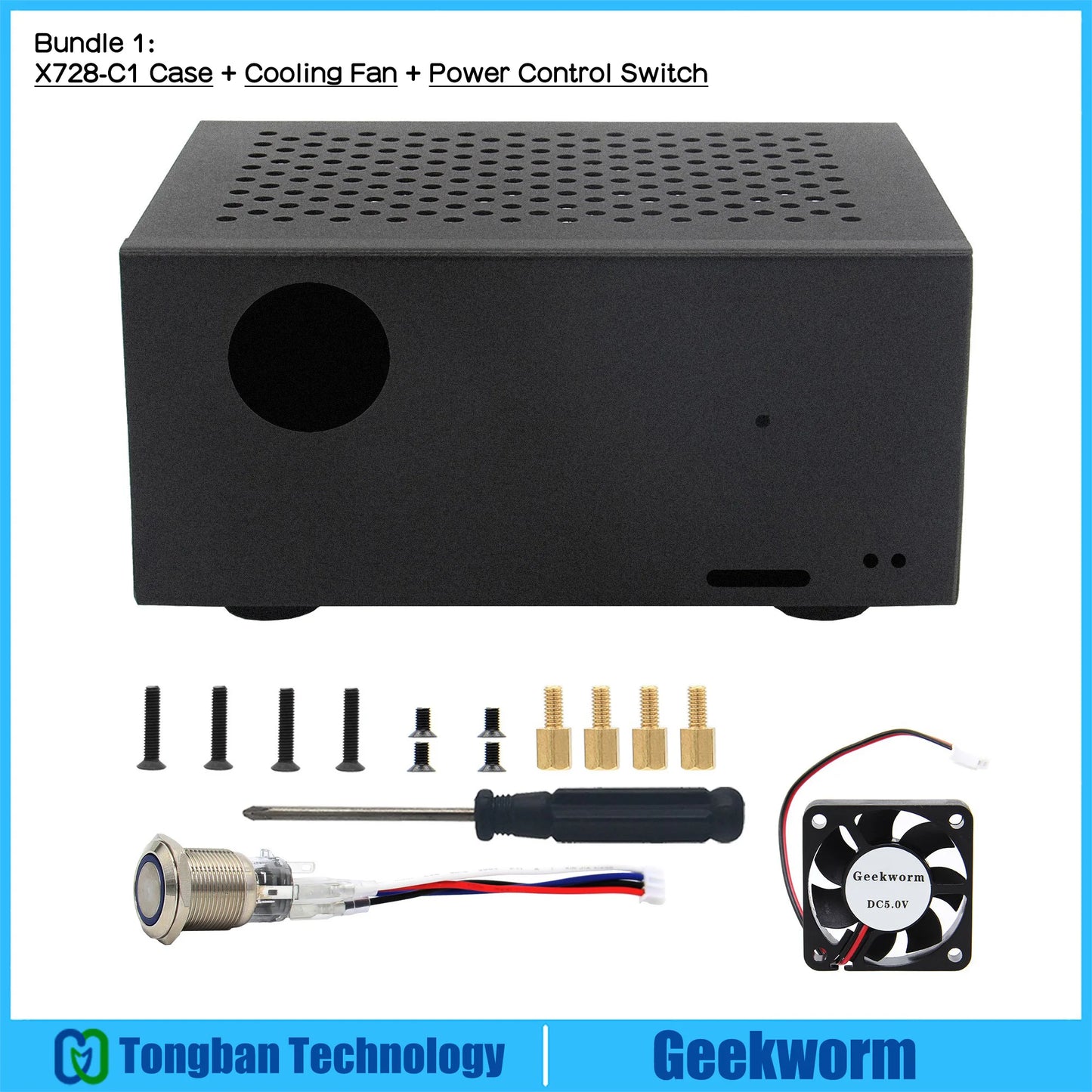 Custom X728-C1 Metal Case Met Koelventilator &amp; Power Schakelaar Voor Raspberry Pi 4 &amp; X728 V2.2/V2.1/V2.0 / X708 Ups/X735 Manufacturer