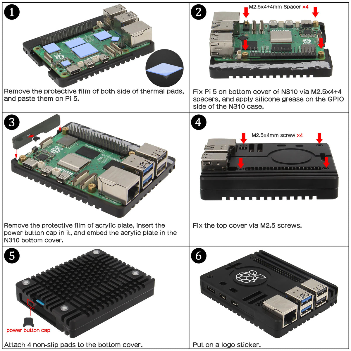 Custom  Raspberry Pi 5 Ultra-Thin CNC Aluminum Alloy Passive Cooling Case (N310)
