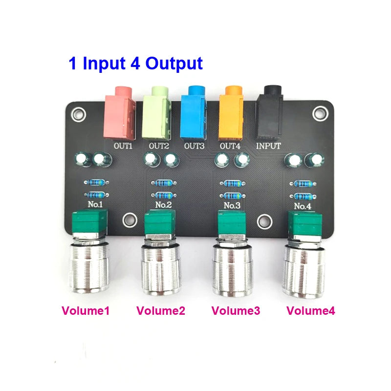 Custom 1 Input 4 Output AUX Hub Audio Distributor Signal Selector Switch Audio Source Switcher udio amplifier board pcb assembly Manufacturer