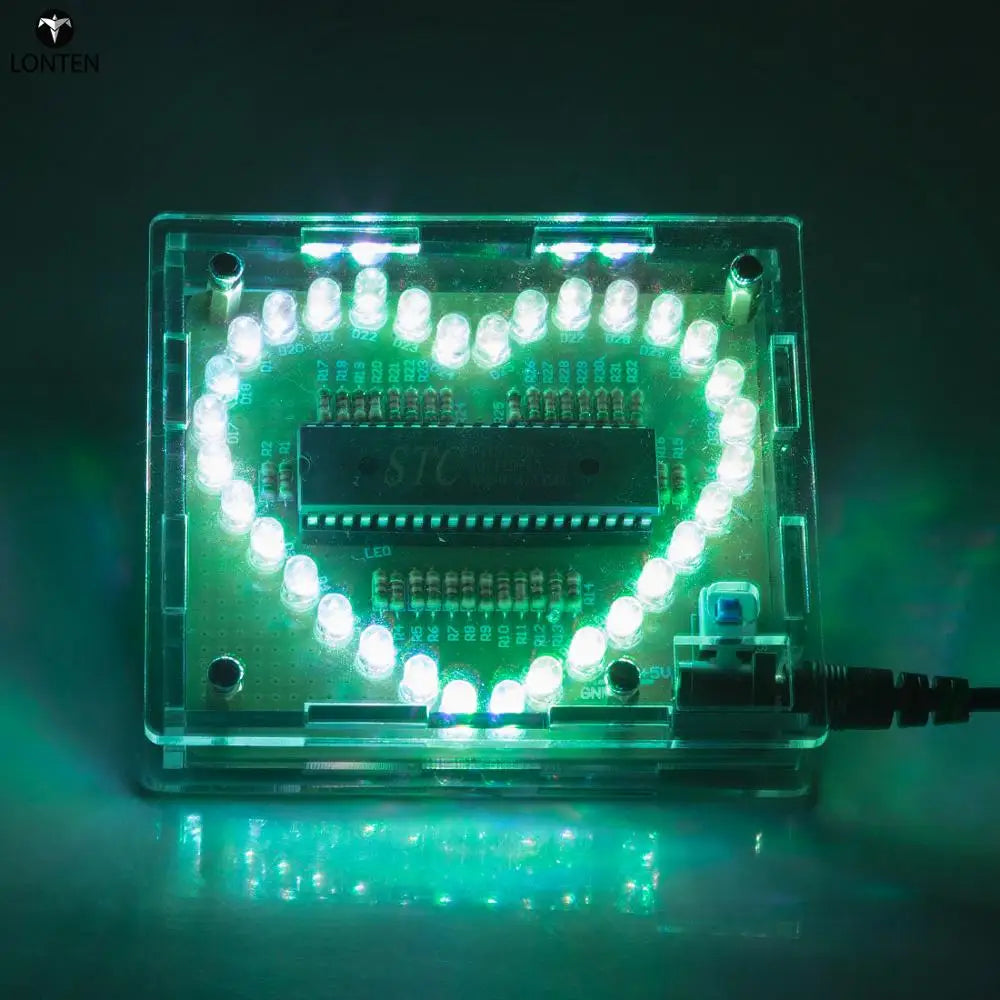 Custom Lonten 32 Beads Heart-shaped Water LED Lamp Electronic Kit with Shell Learning & Education Science tOYS Manufacturer