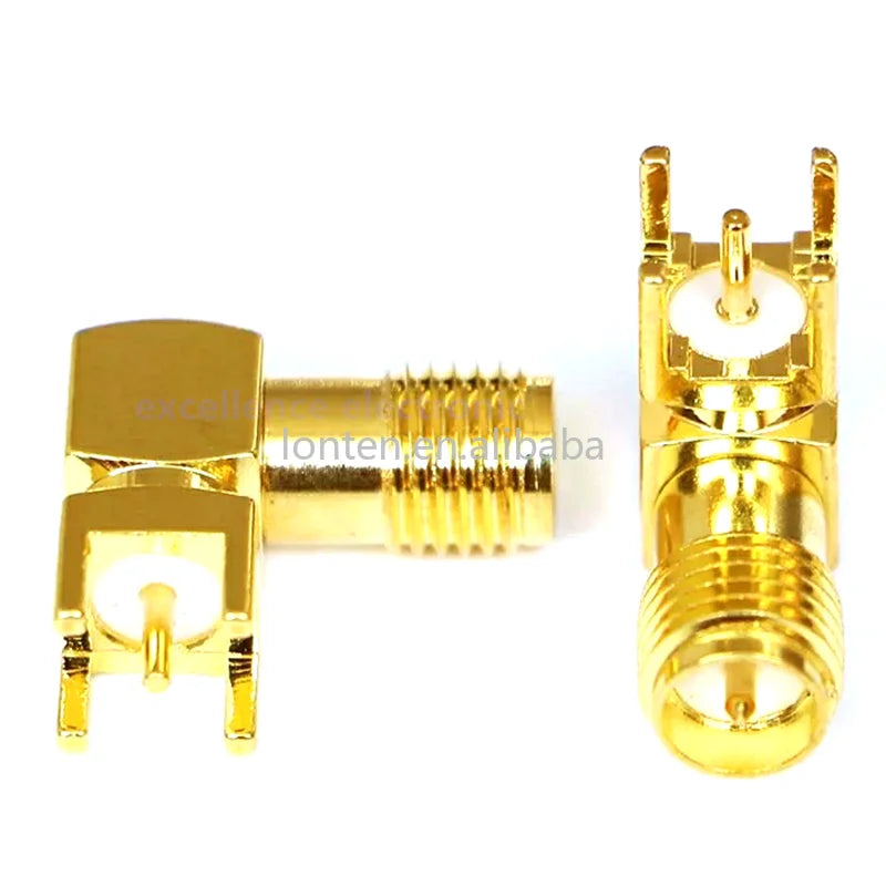 Custom 10PCS SMA male Thru Hole plug Right Angle 90 DEGREE SMA-KWE PCB Mount connector RF adapter Manufacturer