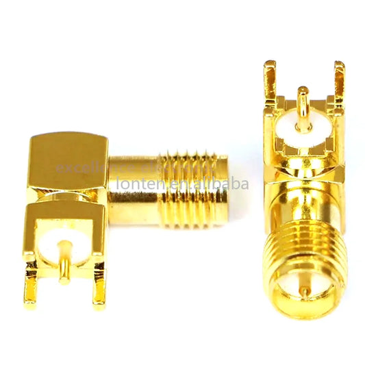 Custom 10PCS SMA male Thru Hole plug Right Angle 90 DEGREE SMA-KWE PCB Mount connector RF adapter Manufacturer