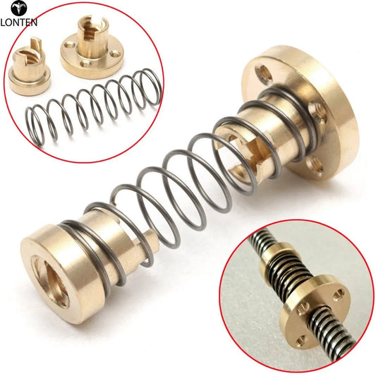Custom Lonten T8 Anti-Backlash Spring Loaded Nut For 2mm / 8mm Acme Threaded Rod Lead Screws Manufacturer