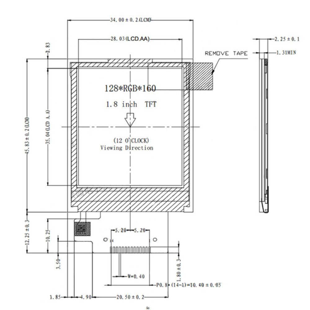 LONTEN 1.8 inch RGB TFT LCD screen display IPS 128*160 SPI interface ST7735 driver(solder type) screens Custom
