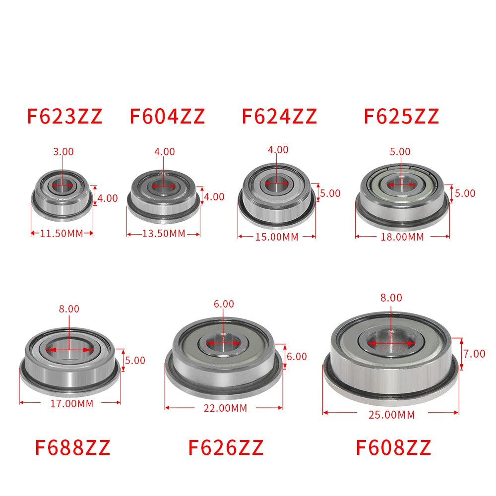 Custom 4pcs 3D Printers Parts Deep Groove Pulley Wheel Aluminium Part F604ZZ F623ZZ F624ZZ F625ZZ F626ZZ F608ZZ F688ZZ Flange bear Manufacturer